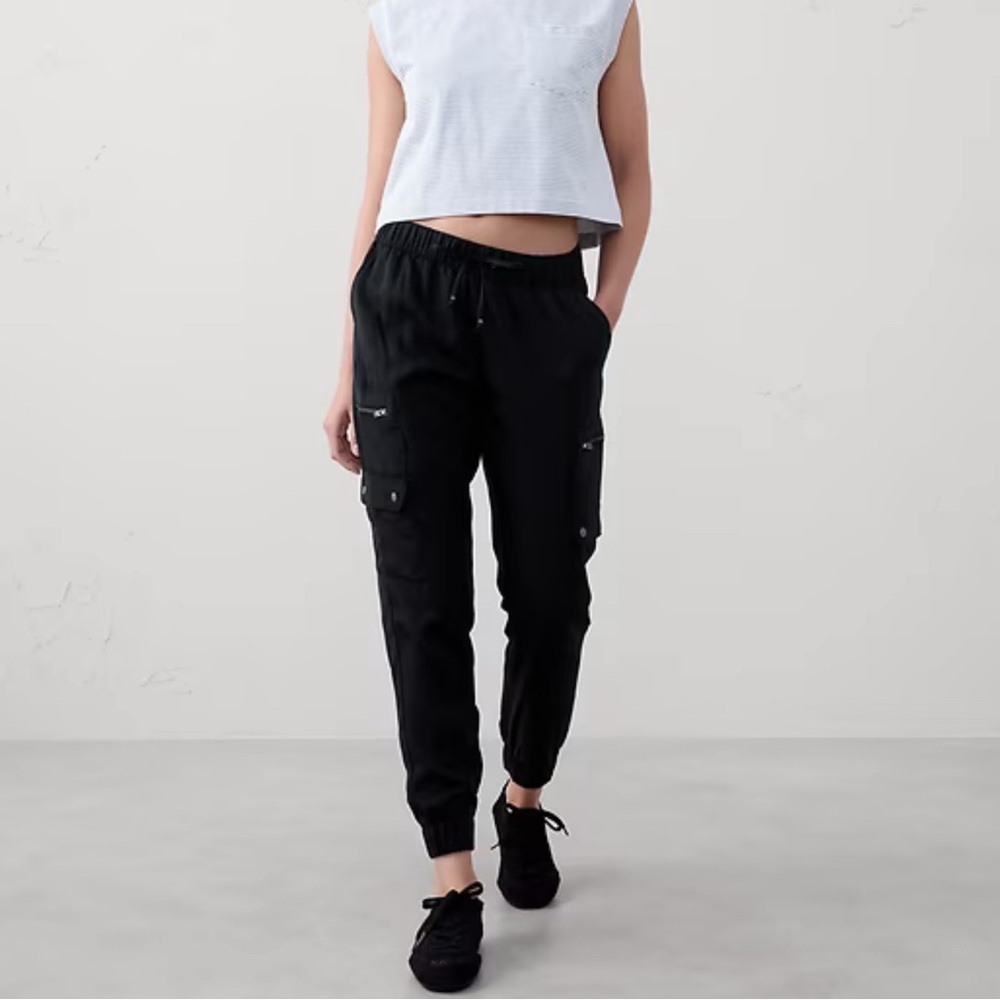 Banana Republic Black Tencel Cargo Joggers